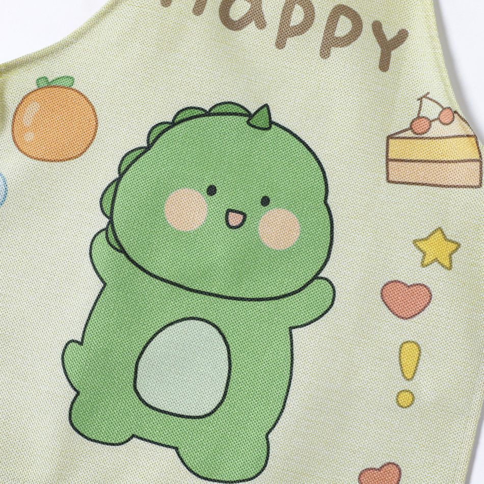 Cute Cartoon Letter Dinosaur Print Apron for Mom and Me Pale Green big image 3