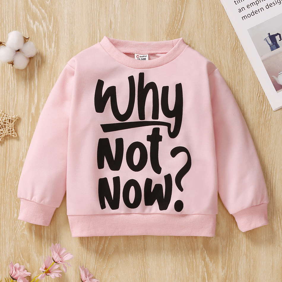 Toddler Girl Letter Print Pink Pullover Sweatshirt Pink