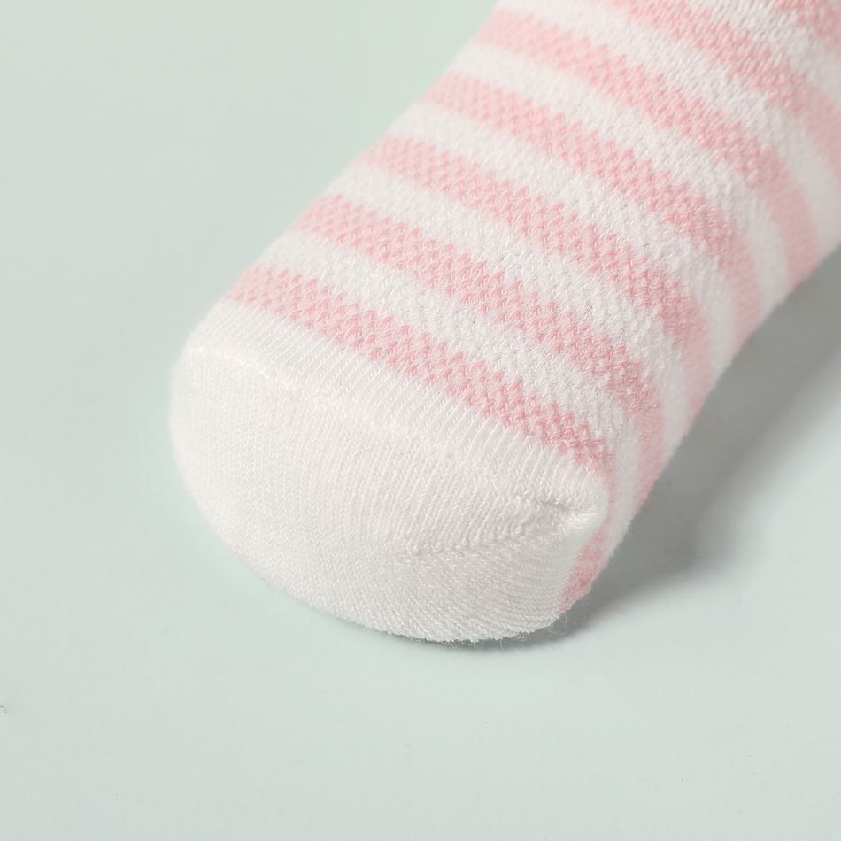 Confezione da 5 paia di calzini con motivo animale a pois a righe per neonati/bambini Rosa big image 5