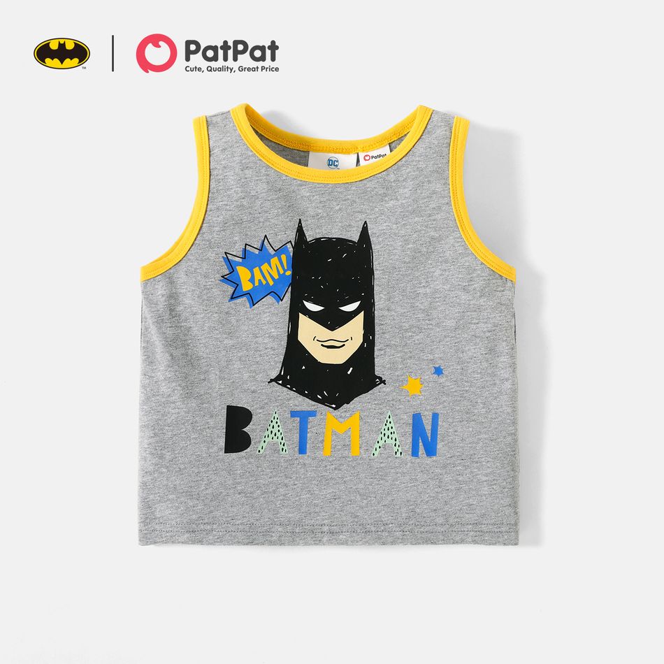 Batman Toddler Boy Letter Print Cotton Tank Top Grey