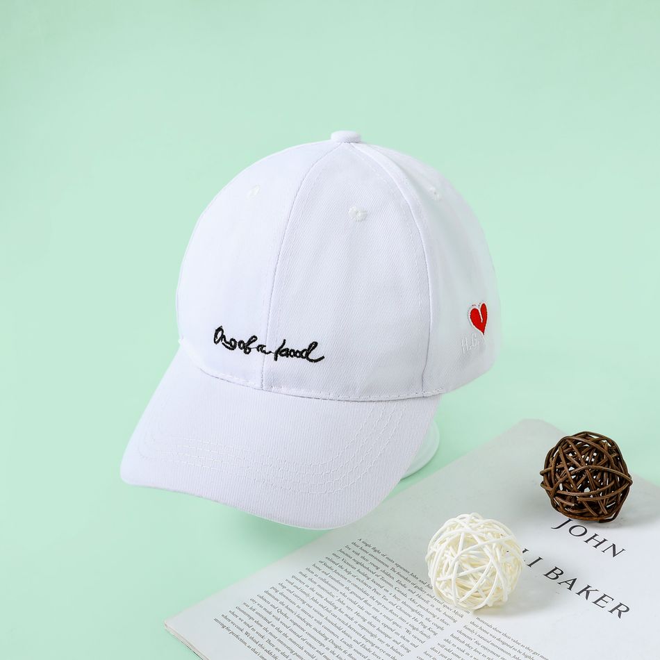 Toddler / Kid Letter and Heart Embroidered Baseball Cap White