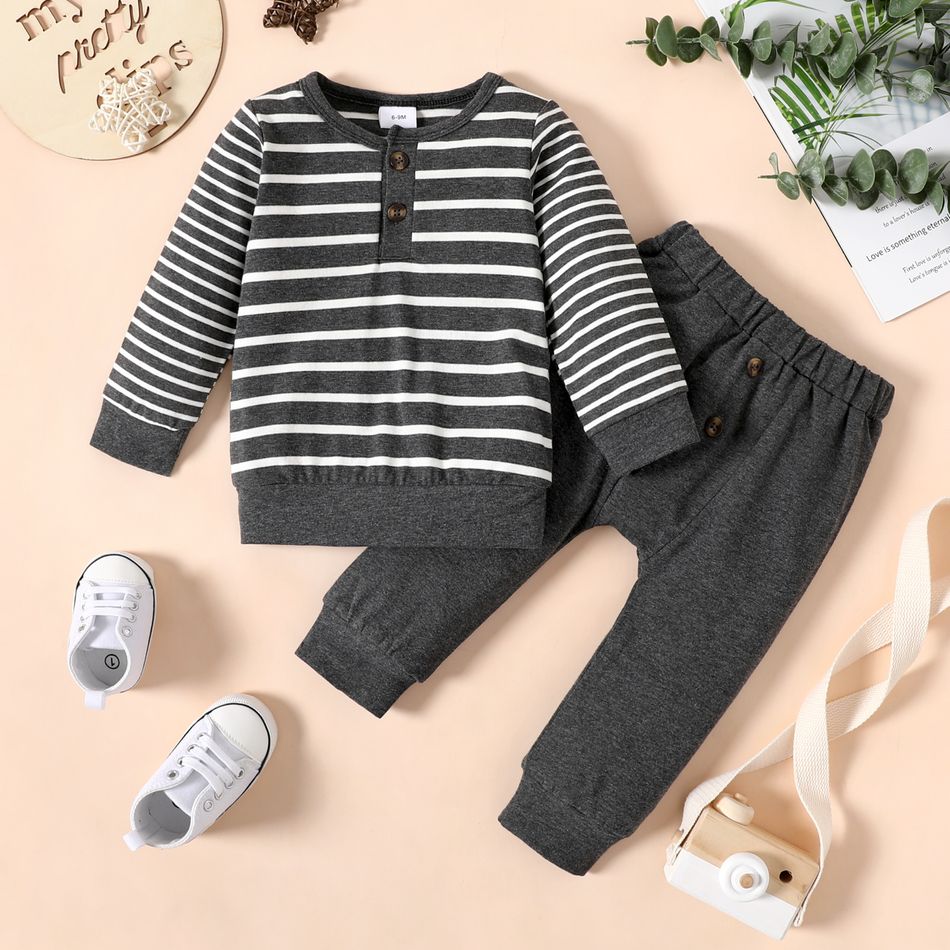 2 unidades Bebé Unissexo Casual Conjunto para bebé Cinza Escuro