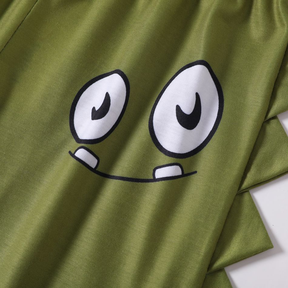 shorts elásticos com estampa de letra de dinossauro para menino Exército Verde big image 5