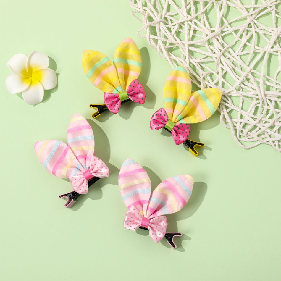 2-pack Bow Bunny Ears Hair Clips Hair Accessories for Girls Pink big image 2