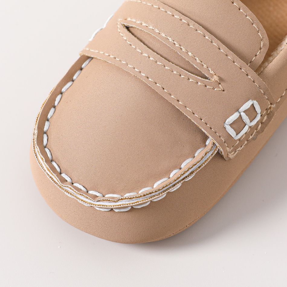 Baby / Toddler Topstitching Design Pure Color Soft Sole Prewalker Shoes Khaki big image 6