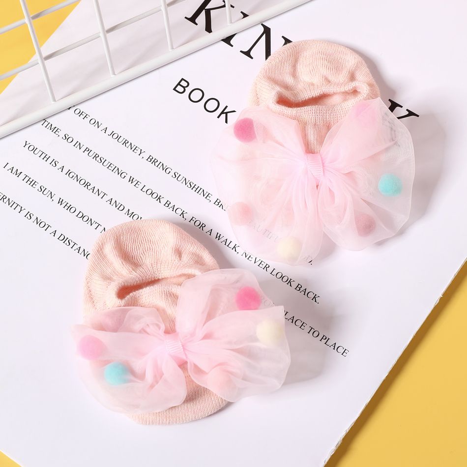 Baby / Toddler Bow Colorful Ball Decor Antiskid Glue Socks Pink big image 3