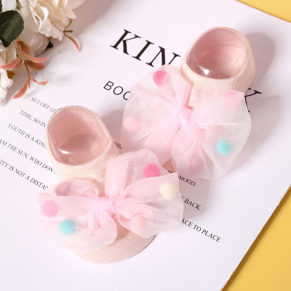 Baby / Toddler Bow Colorful Ball Decor Antiskid Glue Socks Pink big image 5