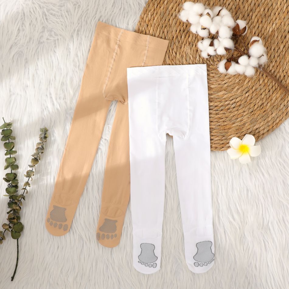 meia-calça elástica kid cor pura alta meia-calça meia-calça para meninas Branco big image 5