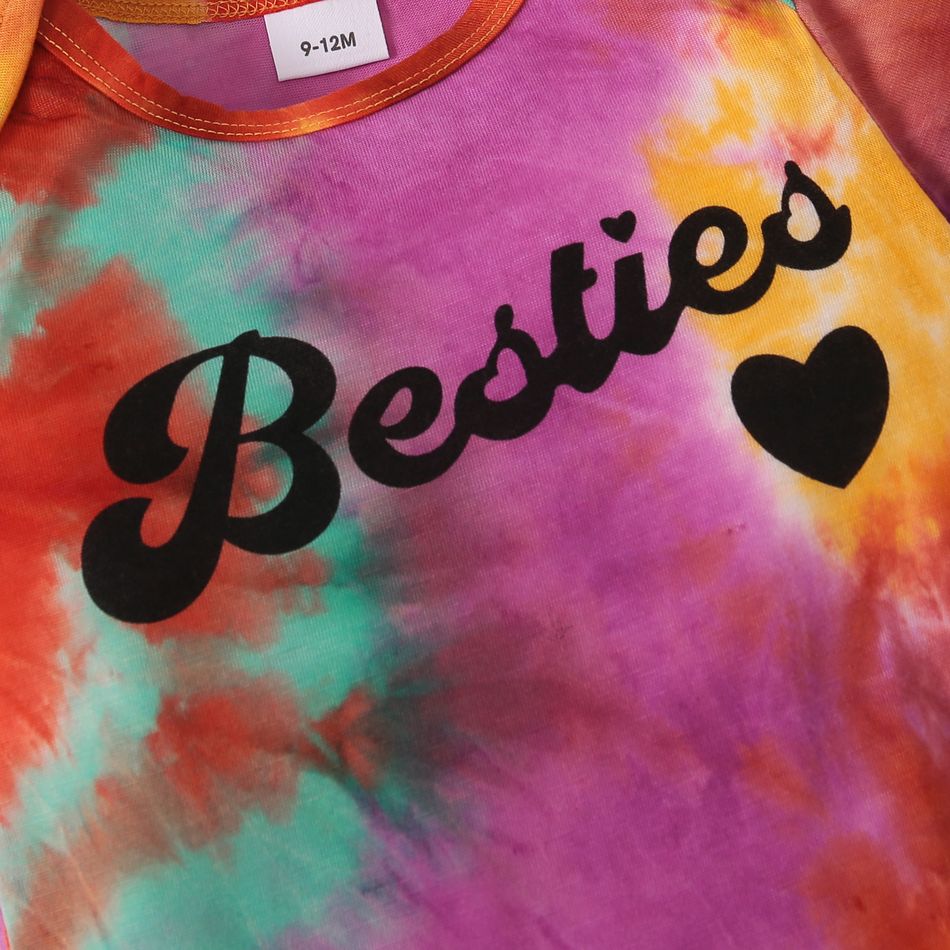 Love Heart and Letter Print Tie Dye Short-sleeve T-shirts for Mom and Me Multi-color big image 9