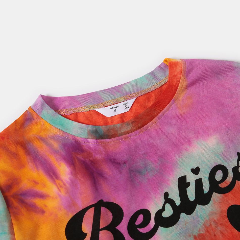 Love Heart and Letter Print Tie Dye Short-sleeve T-shirts for Mom and Me Multi-color big image 8