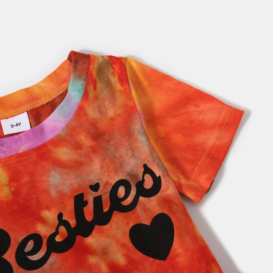 Love Heart and Letter Print Tie Dye Short-sleeve T-shirts for Mom and Me Multi-color big image 6