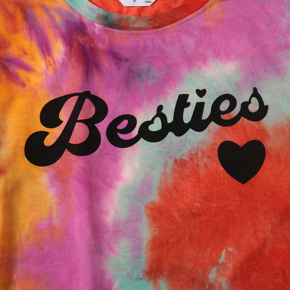 Love Heart and Letter Print Tie Dye Short-sleeve T-shirts for Mom and Me Multi-color big image 3