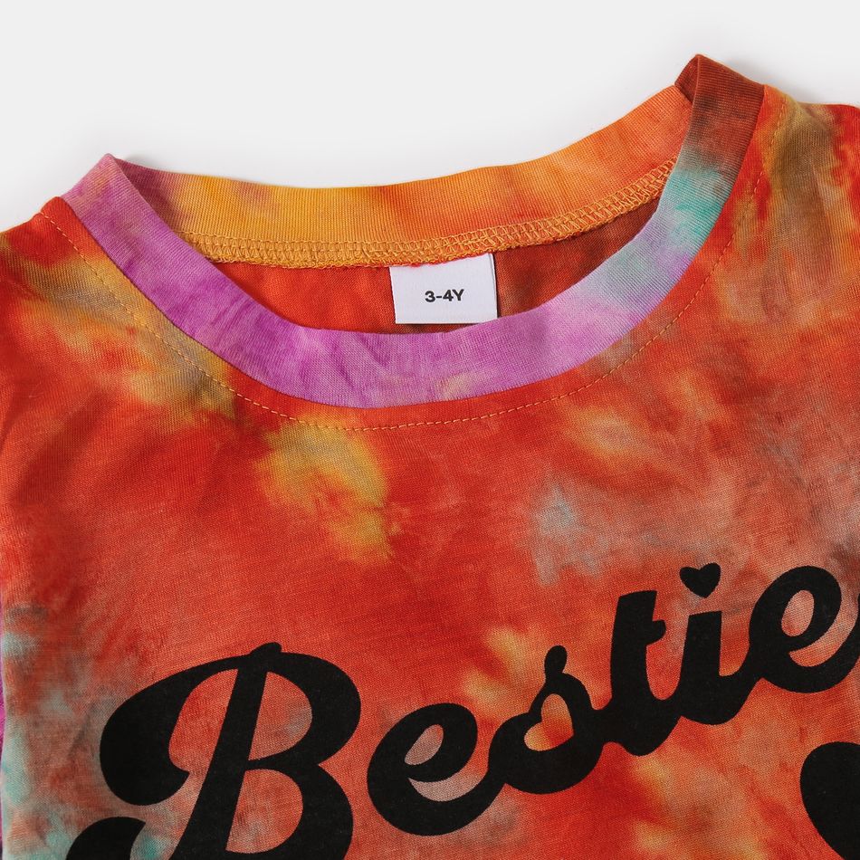 Love Heart and Letter Print Tie Dye Short-sleeve T-shirts for Mom and Me Multi-color big image 5