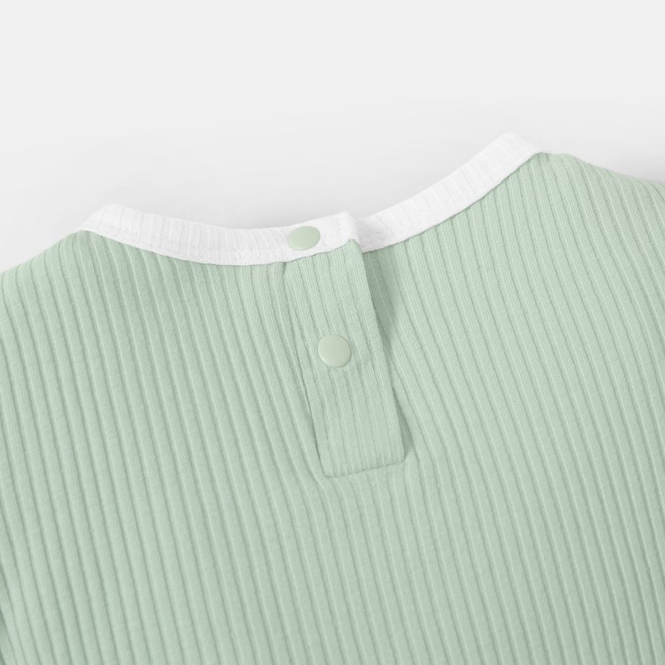 Sibling Matching Solid Ribbed Short-sleeve Sets Turquoise big image 10