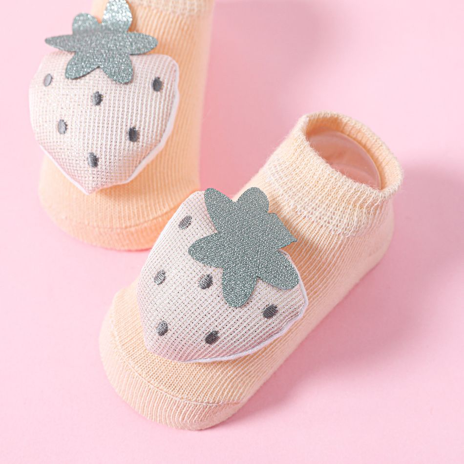 Baby / Toddler Cartoon Three-dimensional Fruit Non-slip Glue Floor Socks Light Pink big image 2