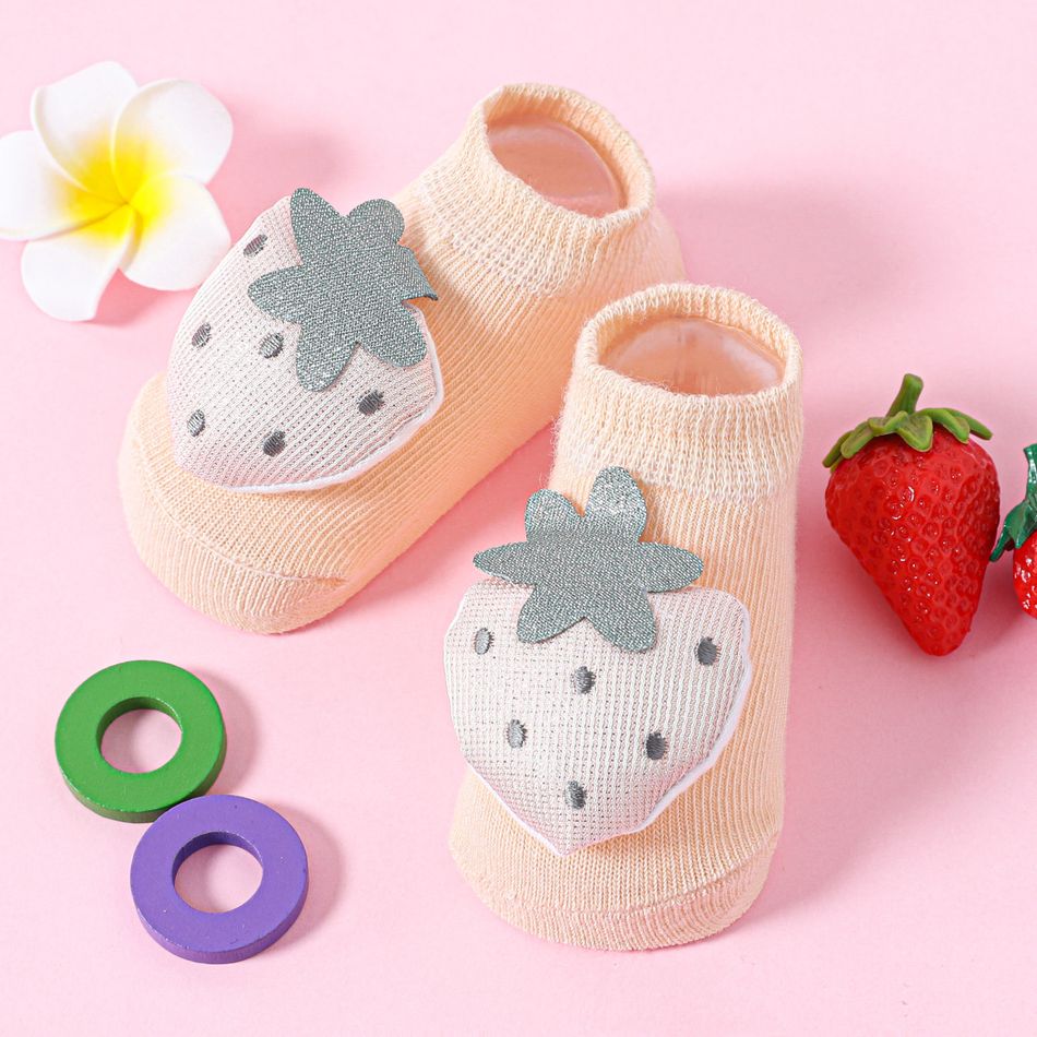 Baby / Toddler Cartoon Three-dimensional Fruit Non-slip Glue Floor Socks Light Pink big image 3
