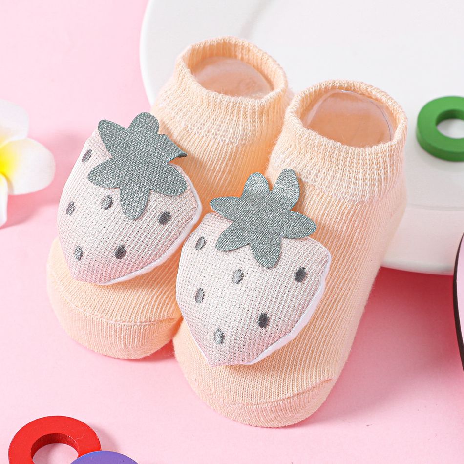 Baby / Toddler Cartoon Three-dimensional Fruit Non-slip Glue Floor Socks Light Pink