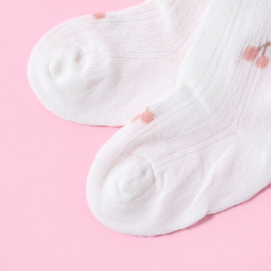 meias de malha de alface gráfico floral bebê / criança pequena Branco big image 6