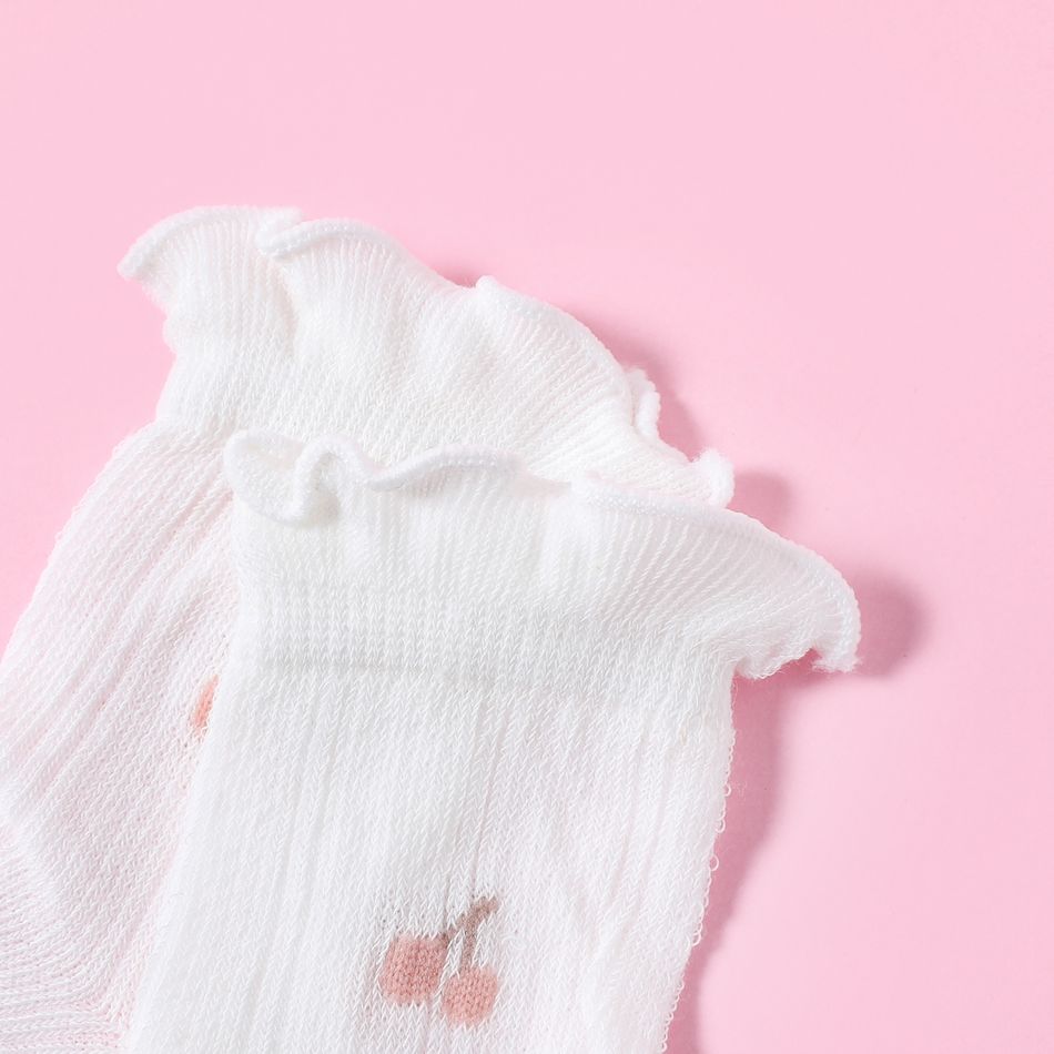 Baby-/Kleinkind-Kirsch-Blumengrafik-Salatbesatz-Mesh-Socken weiß big image 7