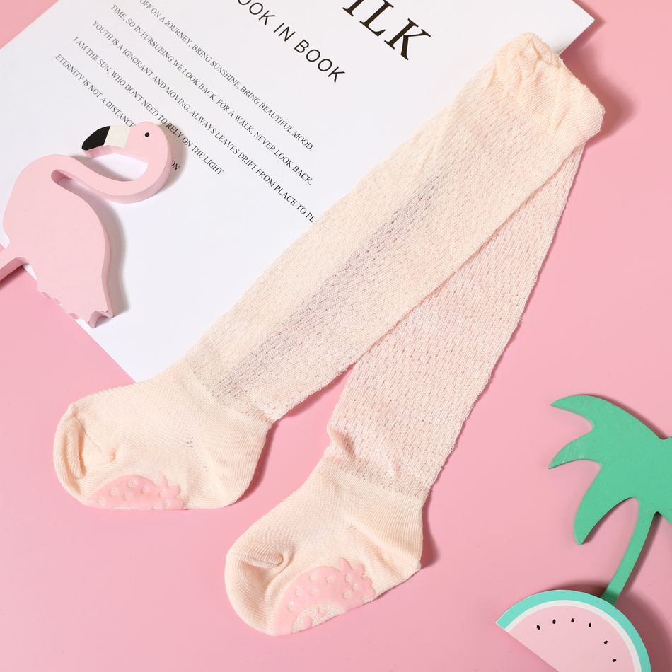 Baby / Toddler Ruched Trim Antiskid Glue Stockings Socks Pink big image 3