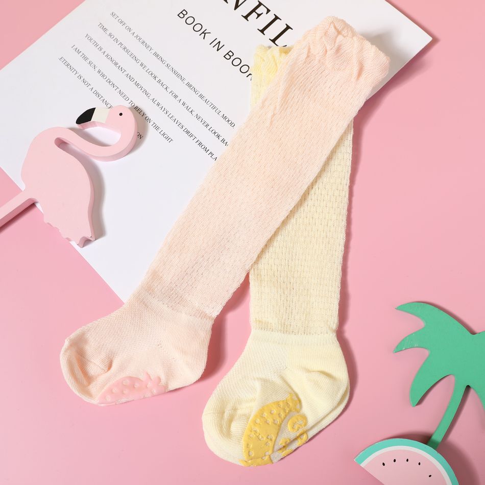 Baby / Toddler Ruched Trim Antiskid Glue Stockings Socks Pink big image 6