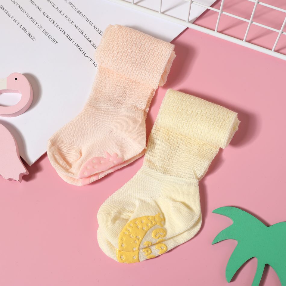 meias antiderrapantes com babados para bebês / crianças Rosa big image 7