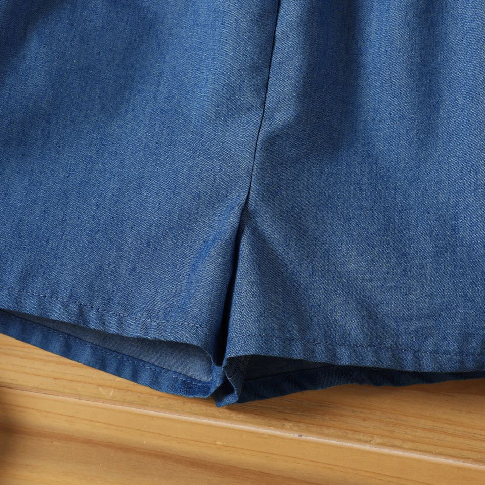 Criança Menina Ombro descoberto Avant-garde Macacão azul denim big image 5