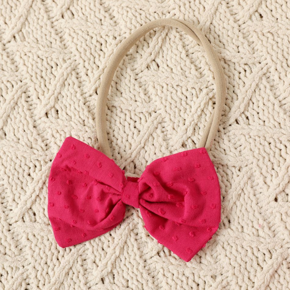 2pcs Baby Girl Swiss Dot Layered Collar Bowknot Long-sleeve Romper with Headband Set Red big image 6