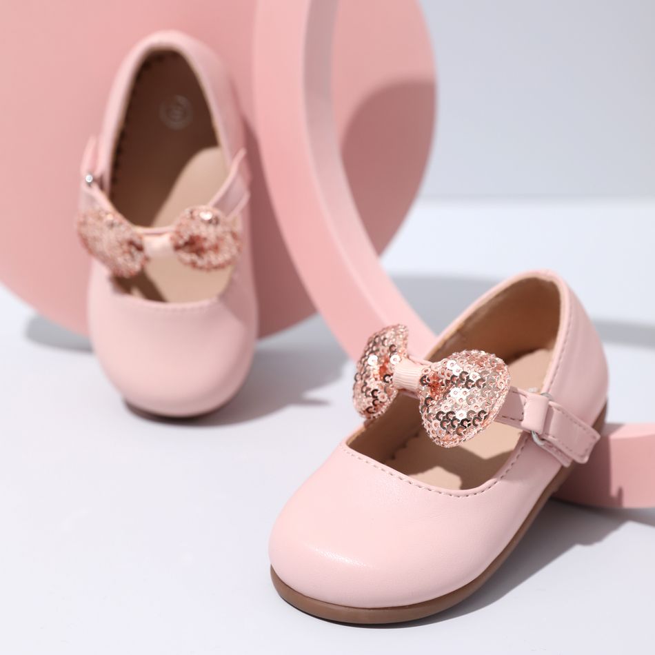 Toddler / Kid Sequin Bow Decor Flat Mary Jane Shoes Light Pink