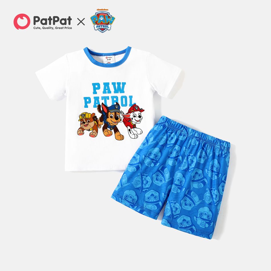 PAW Patrol 2-piece Toddler Boy Letter Print Cotton Tee and Allover Print Shorts Set White