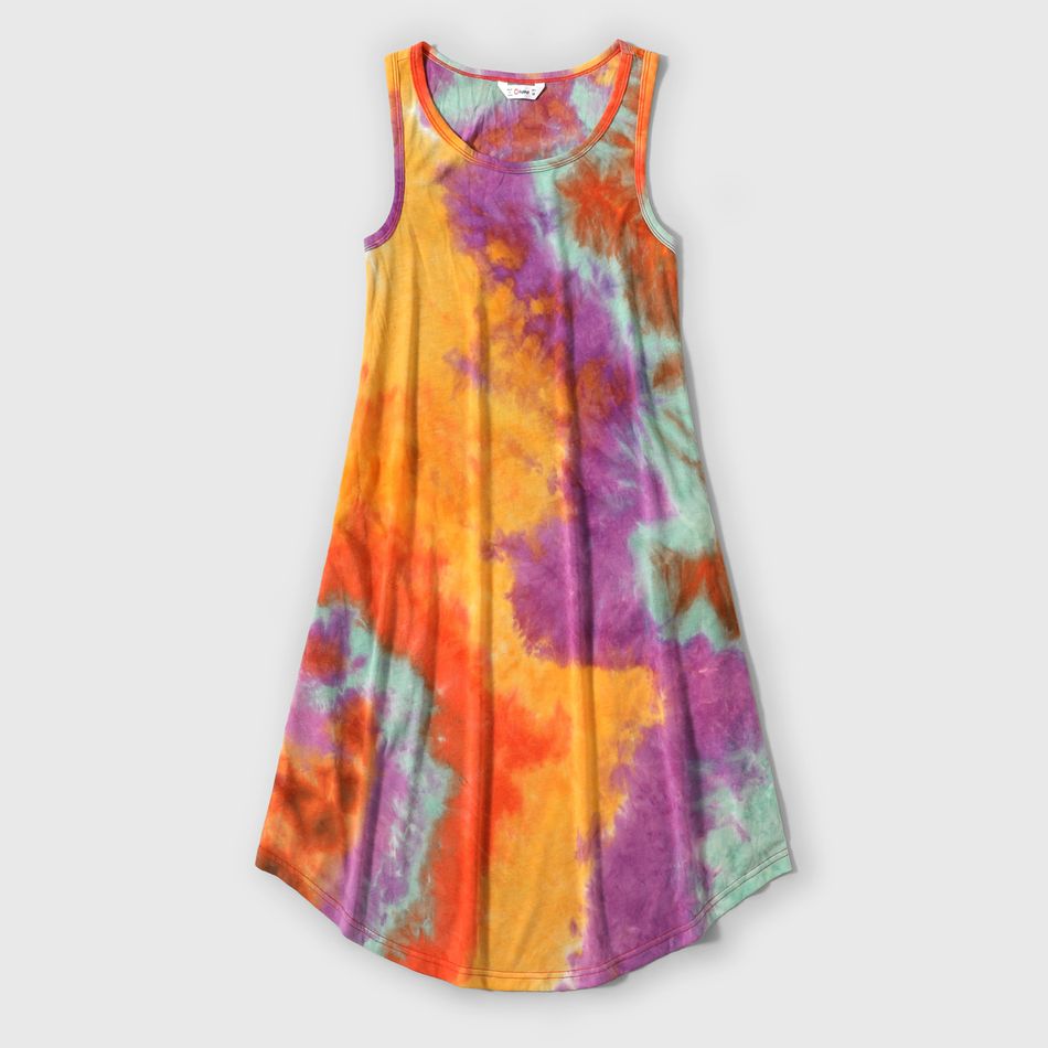 Family Matching Tie Dye Sleeveless Tank Dresses and Short-sleeve T-shirts Sets Colorful big image 2