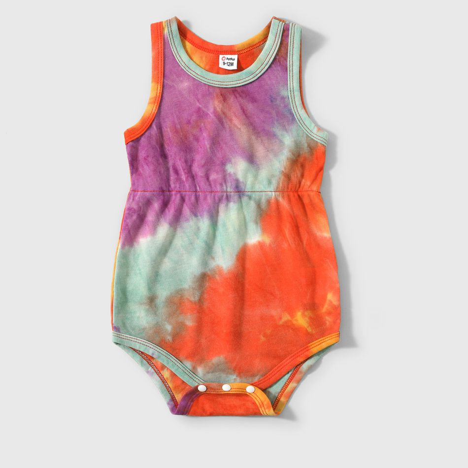 Family Matching Tie Dye Sleeveless Tank Dresses and Short-sleeve T-shirts Sets Colorful big image 7