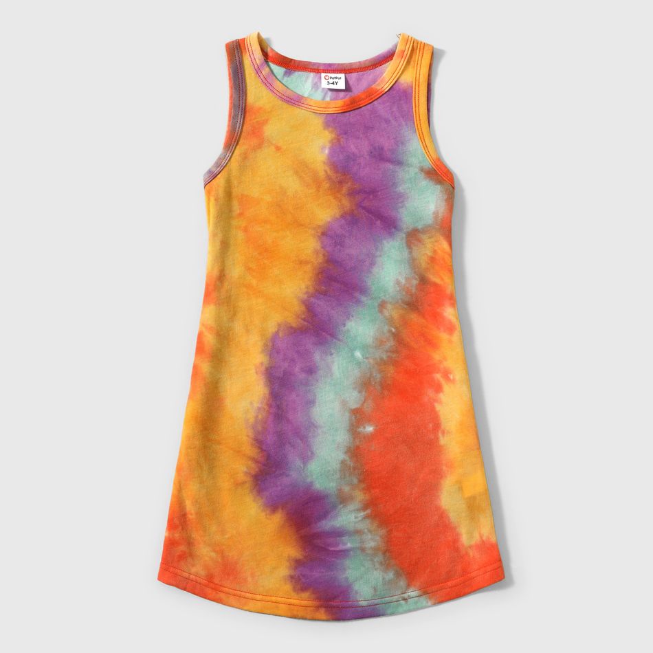 Family Matching Tie Dye Sleeveless Tank Dresses and Short-sleeve T-shirts Sets Colorful big image 5