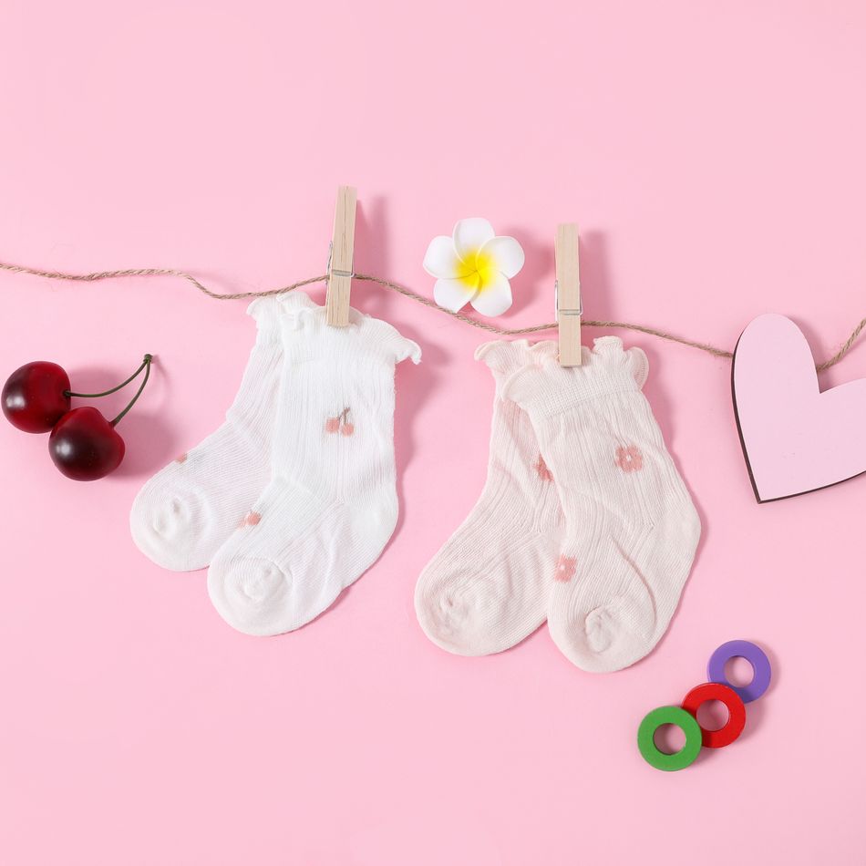meias de malha de alface gráfico floral bebê / criança pequena Branco big image 3