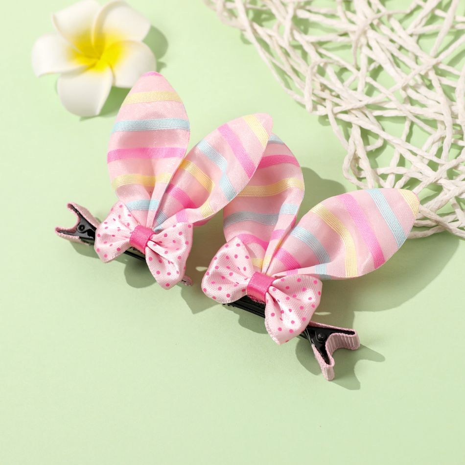 2-pack Bow Bunny Ears Hair Clips Hair Accessories for Girls Pink big image 5