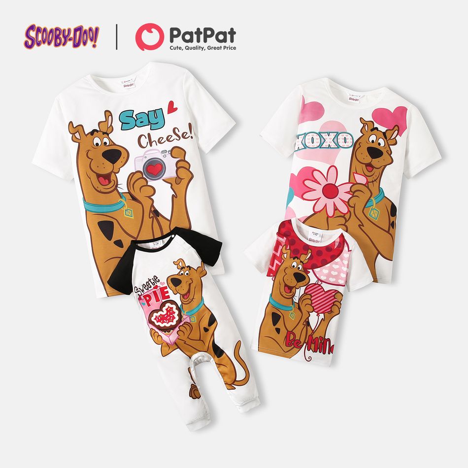 Scooby-doo-Familie, passende T-Shirts mit Liebesdruck und Overall Geisterweiß