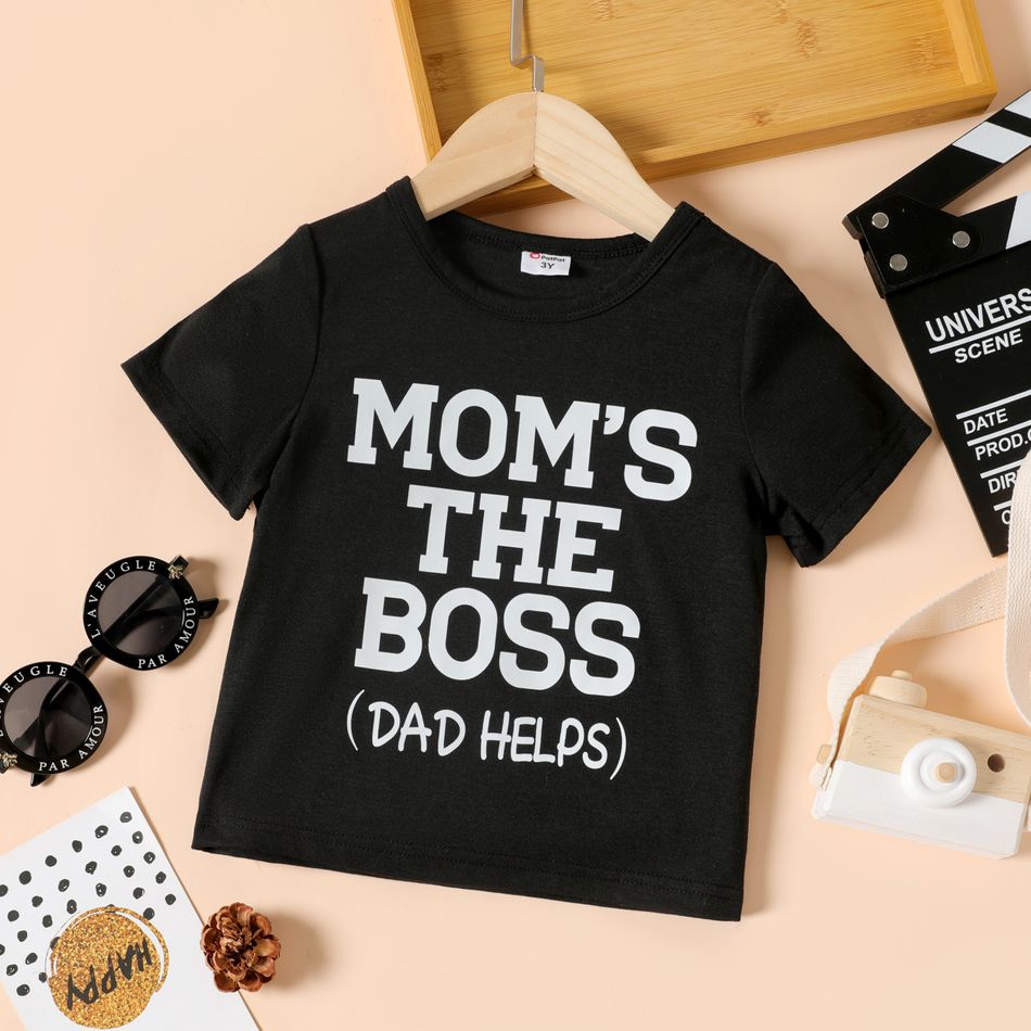 Mother's Day Toddler Boy Letter Print Casual Short-sleeve Tee Black