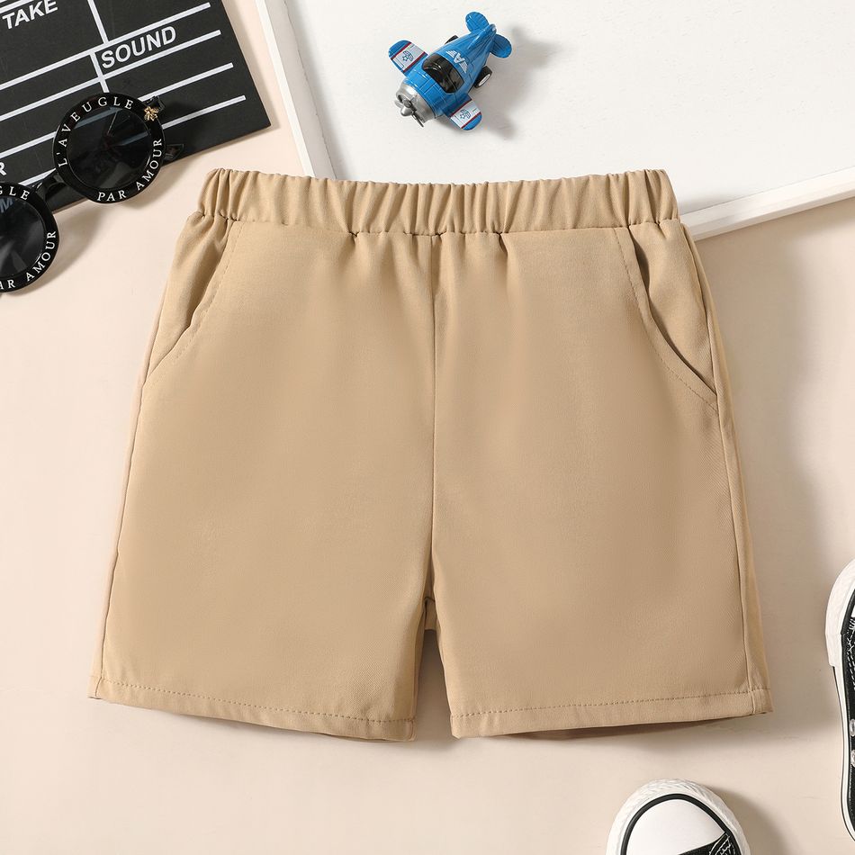 Toddler Boy Solid Fashionable Brown or Green or Blue Shorts LightBrown big image 1