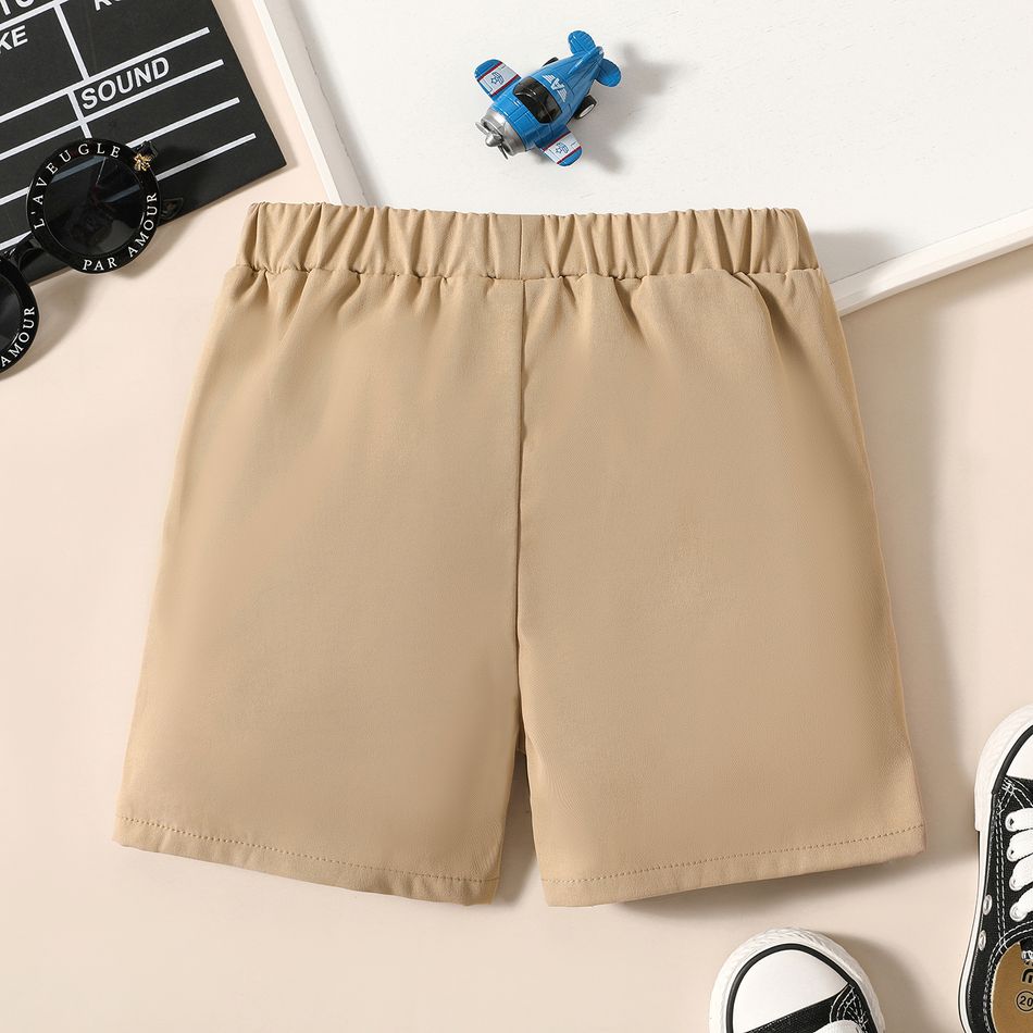 Toddler Boy Solid Fashionable Brown or Green or Blue Shorts LightBrown big image 3