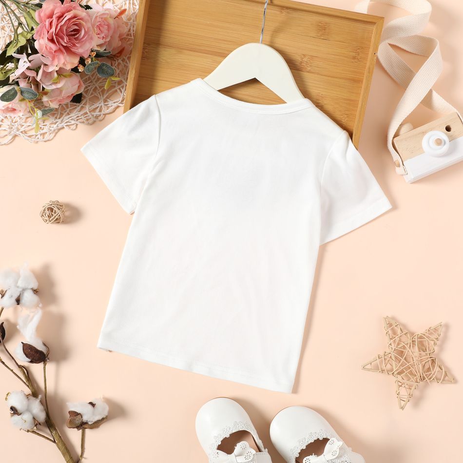 Toddler Girl Butterfly Embroidered/Print Short-sleeve Tee White big image 3