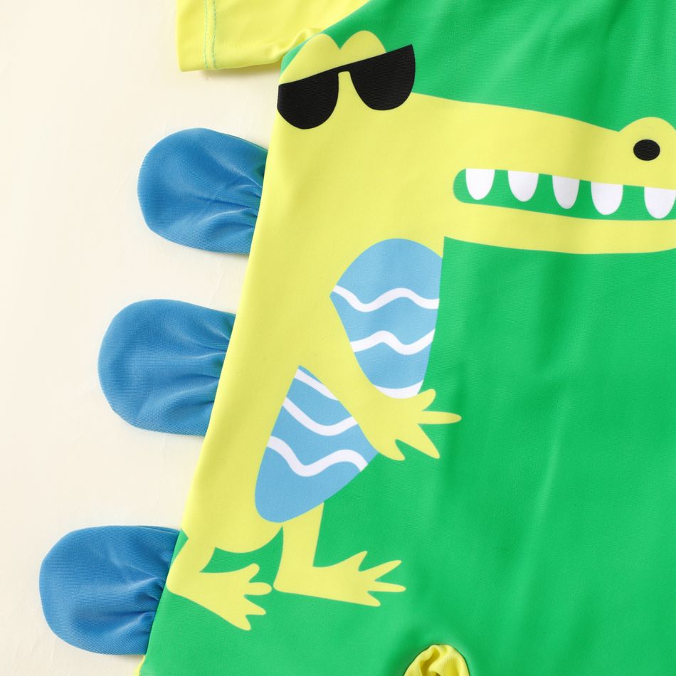 طفل رضيع الكرتون التمساح طباعة قصيرة الأكمام ملابس السباحة قطعة واحدة الأصفر big image 4