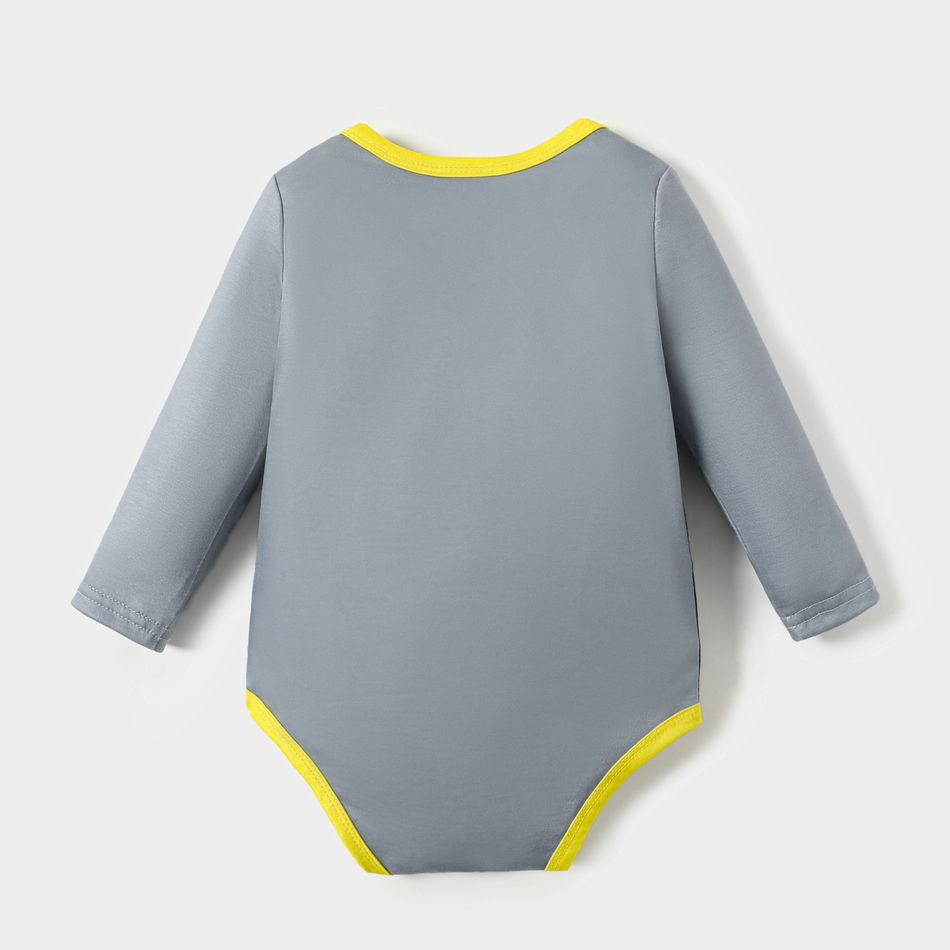Batman Baby Boy Classic Logo Hooded Sweatshirt and Bodysuit and Pants Grey big image 2