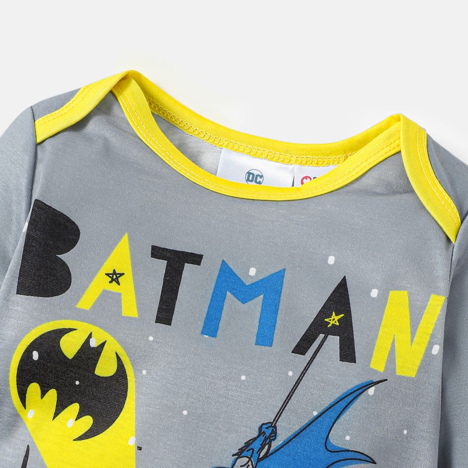 Batman Baby Boy Classic Logo Hooded Sweatshirt and Bodysuit and Pants Grey big image 3