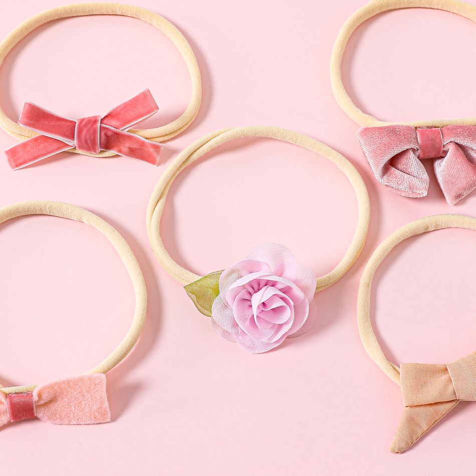 5-pack Floral Bow Decor Headband Hair Accessories for Girls Pink big image 4
