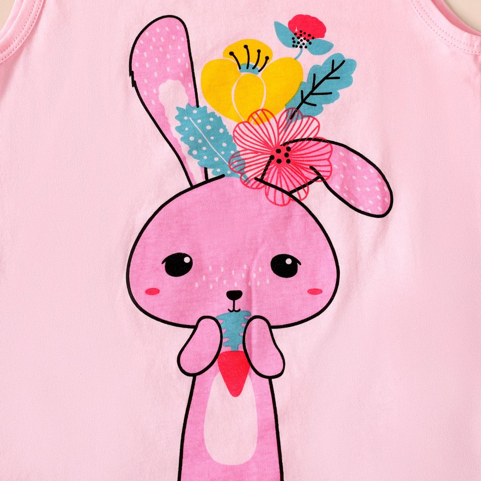2-piece Kid Boy/Kid Girl 100% Cotton Animal Print Tank Top and Floral/Animal Print Shorts Set Pink big image 6