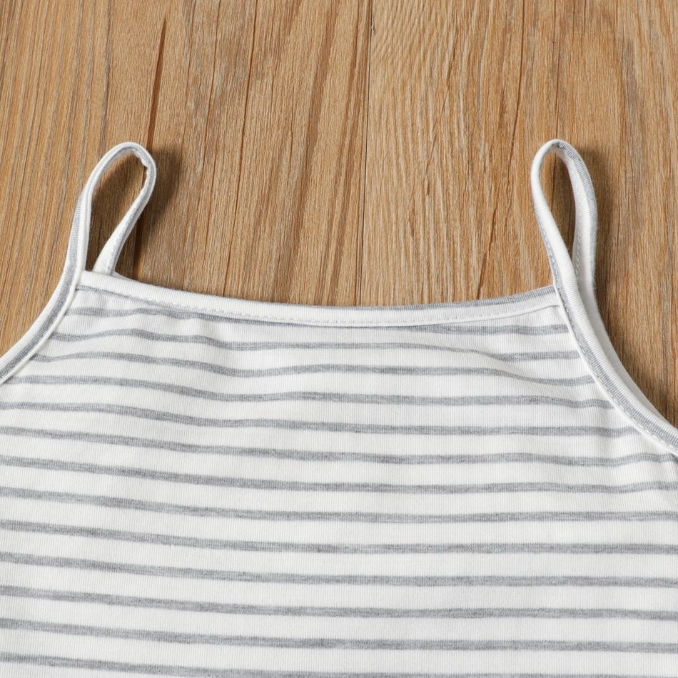 Toddler Girl Basic Stripe Cami Dress Light Grey big image 4