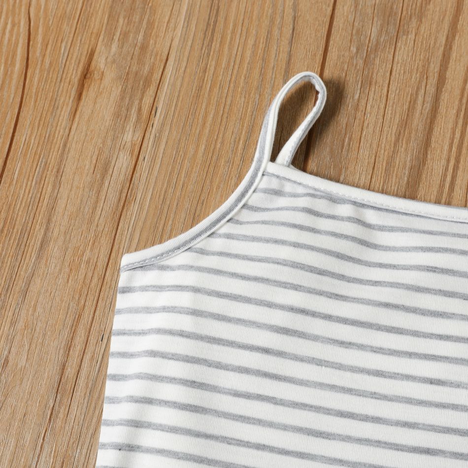 Toddler Girl Basic Stripe Cami Dress Light Grey big image 5