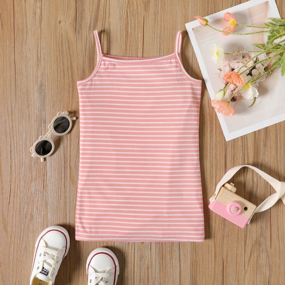 Toddler Girl Basic Stripe Cami Dress Light Pink