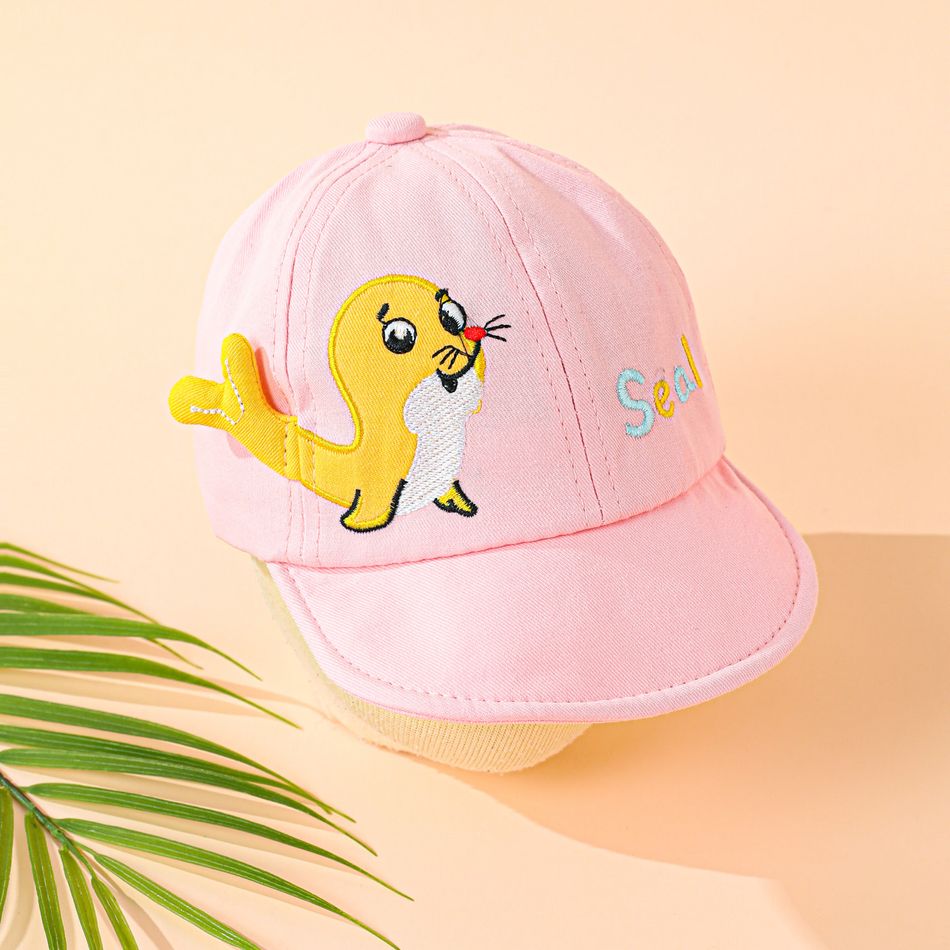 Baby Cartoon Sea Animal Embroidered Baseball Cap Pink