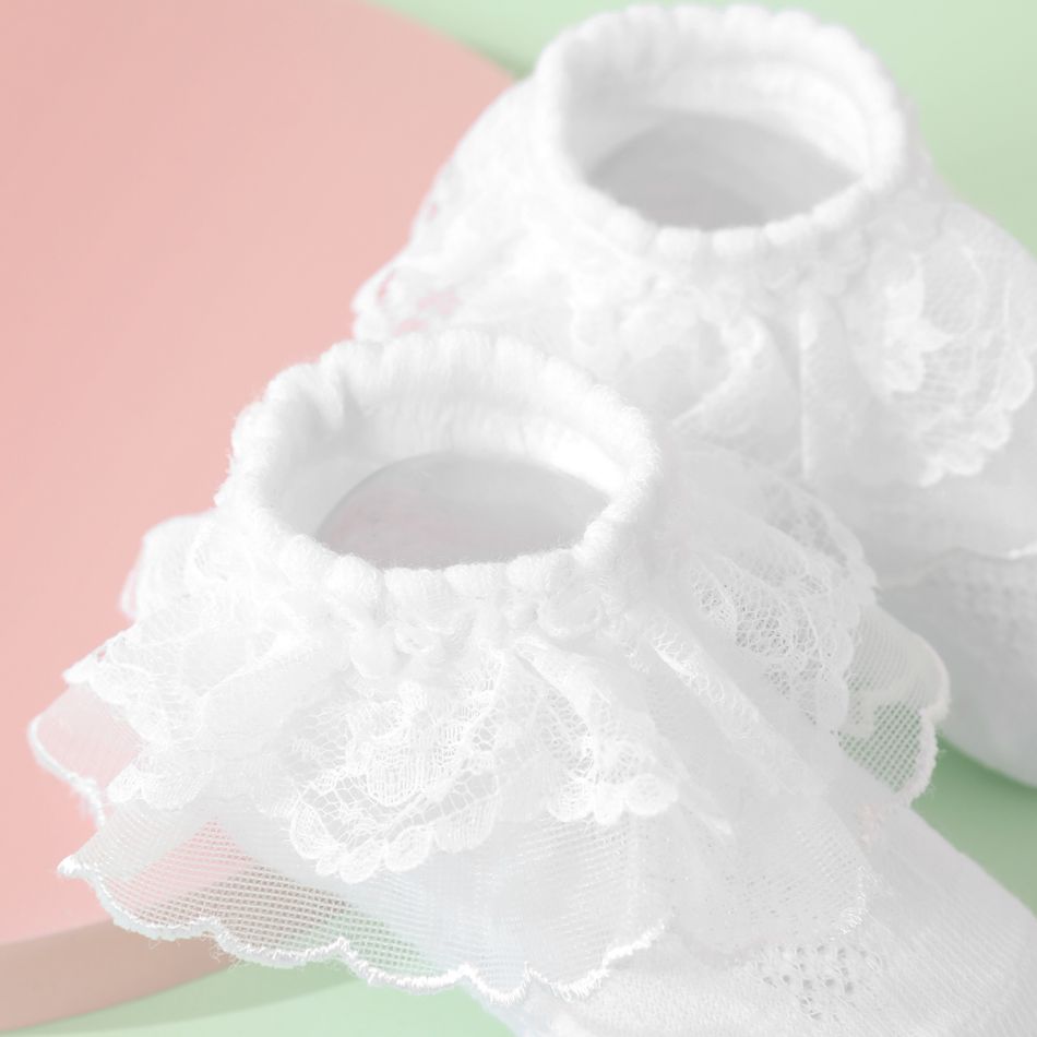 Meias de princesa com acabamento em malha para bebê/criança/criança Branco big image 3